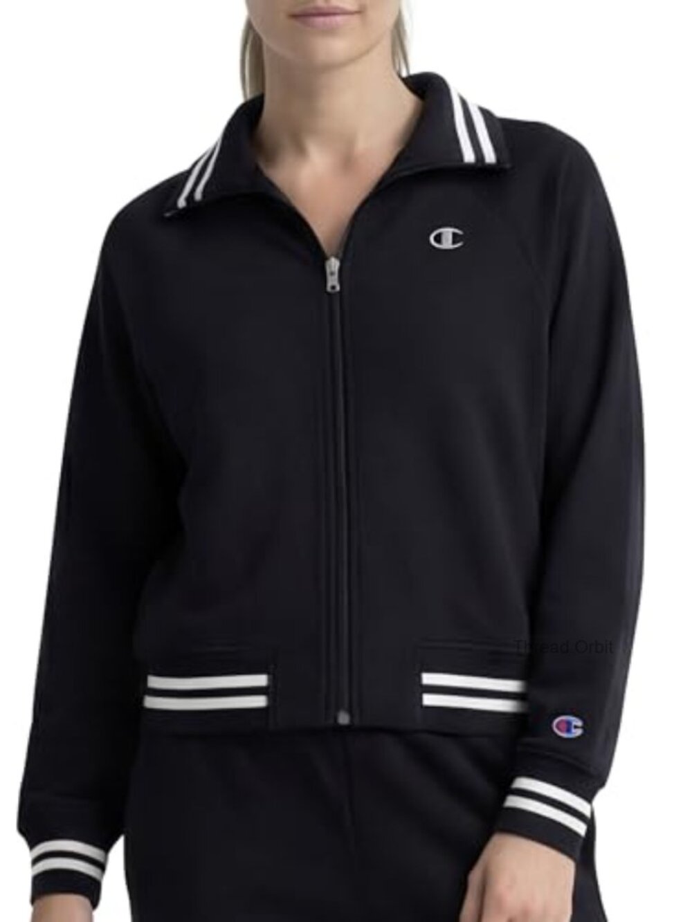 Women's Full-Zip Mock Neck Track Jacket French Terry Standard Fit